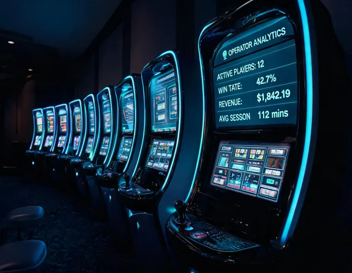 Curved casino slot cabinet row